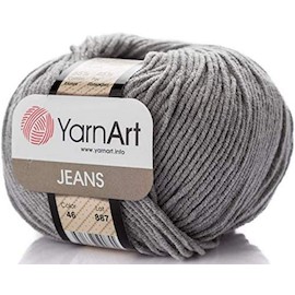 Пряжа YarnArt "JEANS" 46 серый 55% хлопок, 45% полиакрил.160 м 50 г